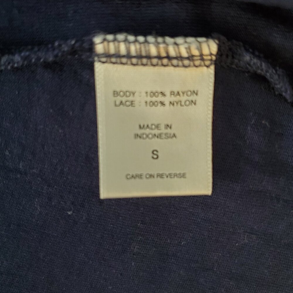 New York & Company Lace Overlay Small Navy Tank Top - Picture 8 of 11